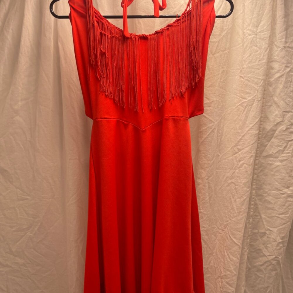 Vintage Country western star fringe dress halter open back